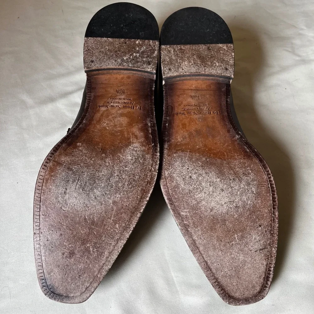 To Boot New York Penny Loafers Brown Burnished Leather Italy 10.5 D